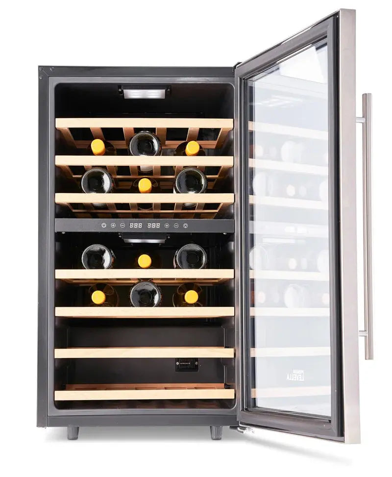 Premium Levella 18.9'' 43 Bottle Dual Zone Freestanding Wine Refrigerator | Fridge.com