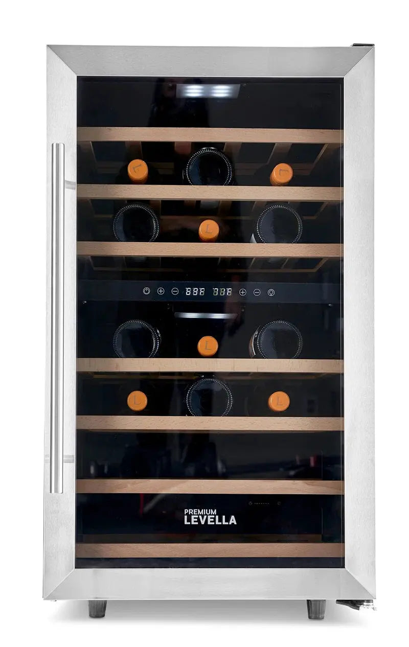 Premium Levella 18.9'' 43 Bottle Dual Zone Freestanding Wine Refrigerator | Fridge.com