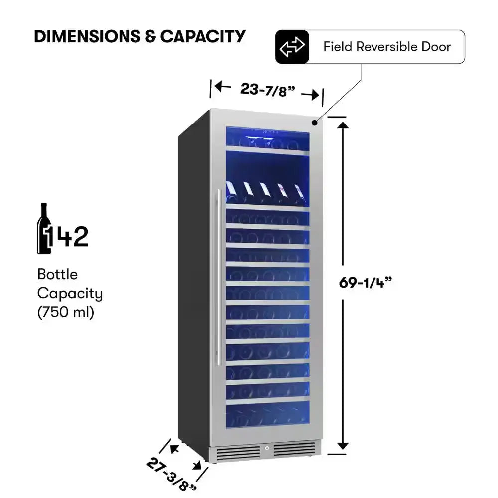 Presrv 24 In. 142-Bottle Single Zone Full Size Wine Cooler | Fridge.com