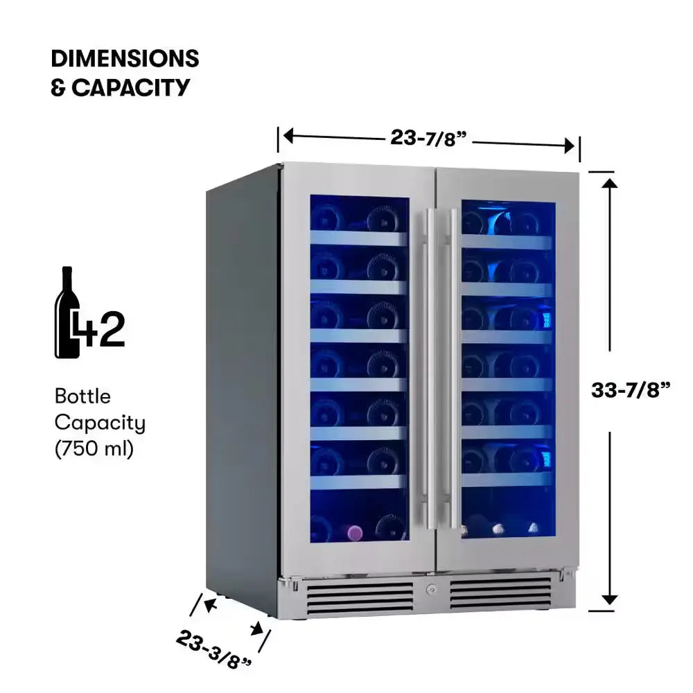 Presrv 24 In. 42-Bottle Dual Zone Wine Cooler | Fridge.com