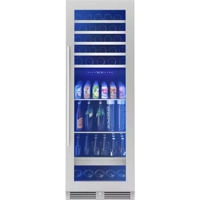 Presrv 24 In. 54-Bottle and 161-Can Dual Zone Full Size Beverage & Wine Cooler in Stainless Steel | Fridge.com