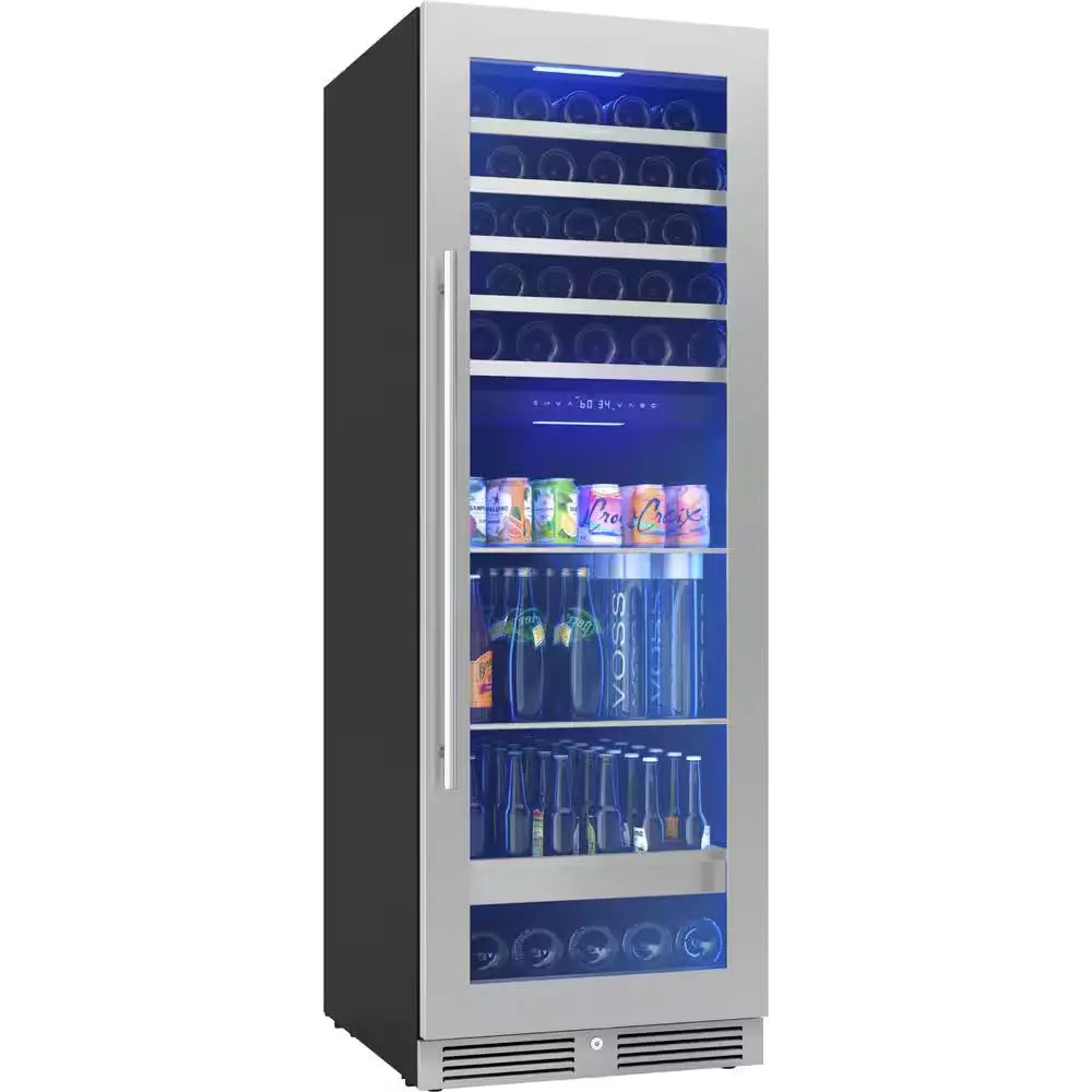 Presrv 24 In. 54-Bottle and 161-Can Dual Zone Full Size Beverage & Wine Cooler in Stainless Steel | Fridge.com