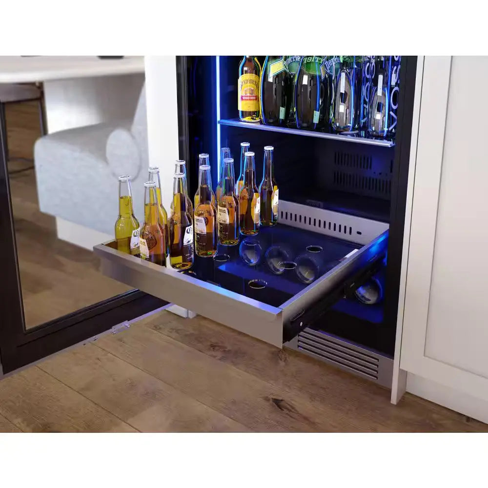 Presrv 24 In. 54-Bottle and 161-Can Dual Zone Full Size Beverage & Wine Cooler in Stainless Steel | Fridge.com