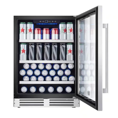 Pro-Style 23.4-In W 0-Bottle Wine and 175 Can Beverage Cooler Stainless Steel Dual Zone Cooling Built-In | Fridge.com