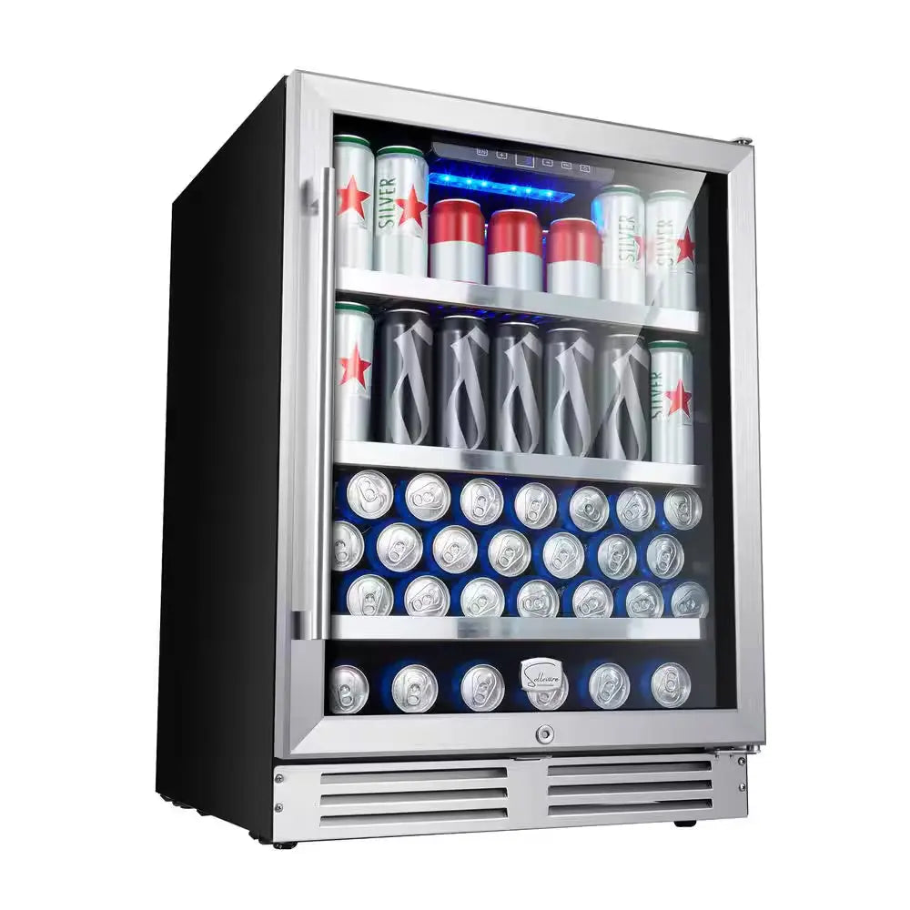 Pro-Style 23.4-In W 0-Bottle Wine and 175 Can Beverage Cooler Stainless Steel Dual Zone Cooling Built-In | Fridge.com