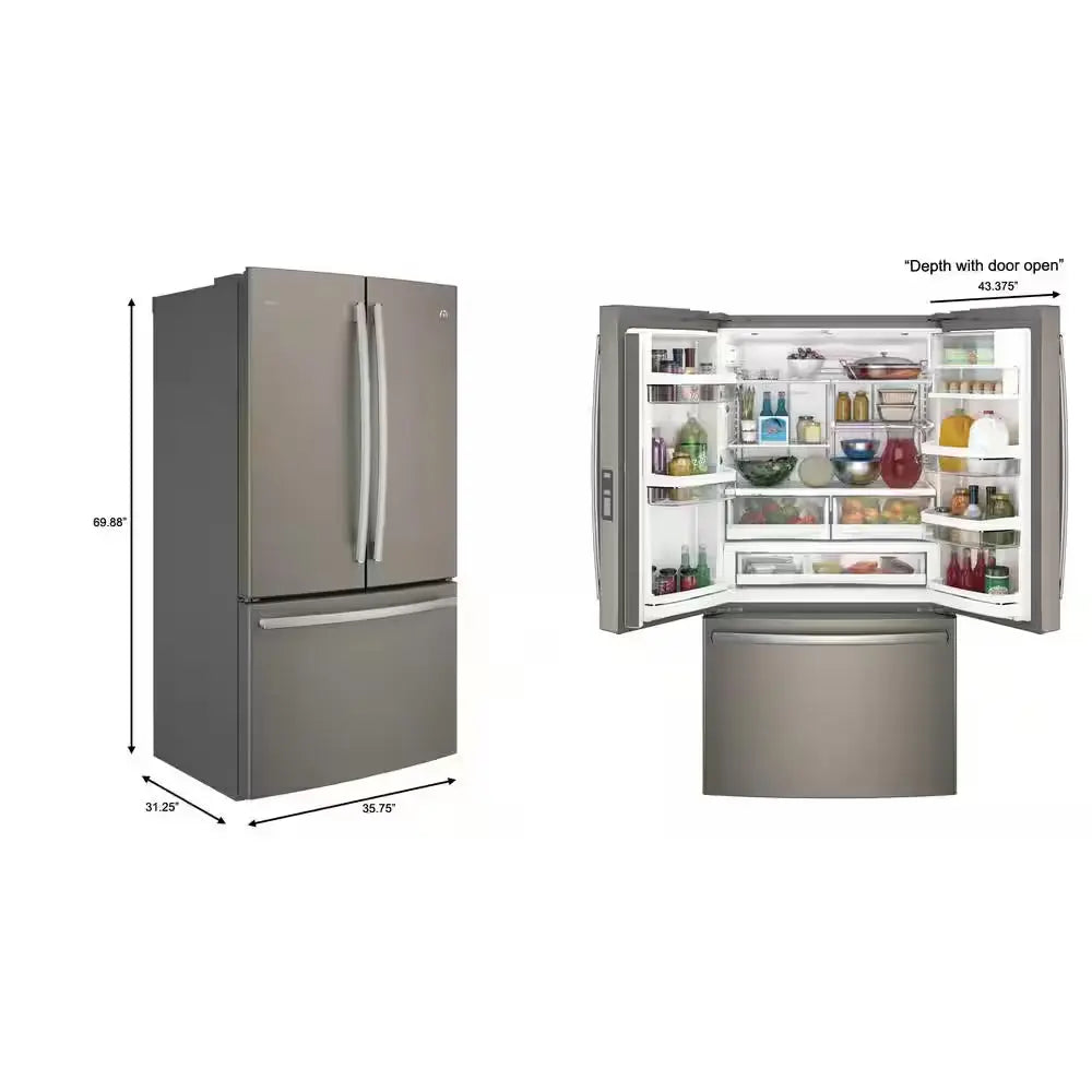 Profile 23.1 Cu. Ft. French Door Refrigerator in Fingerprint Resistant Slate, Counter Depth, ENERGY STAR | Fridge.com