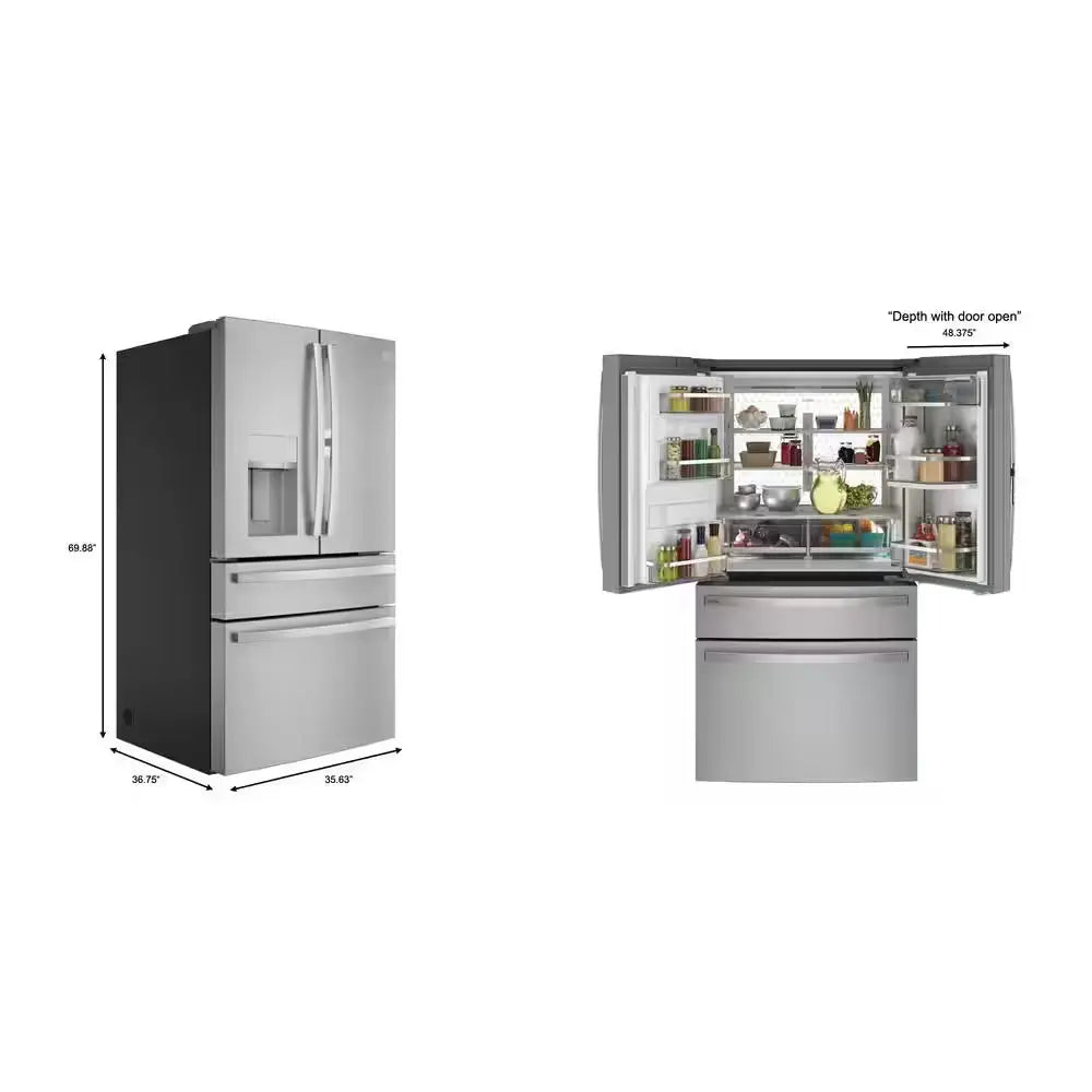 Profile 27.9 Cu. Ft. Smart 4-Door French Door Refrigerator with Door-In-Door in Fingerprint Resistant Stainless Steel | Fridge.com