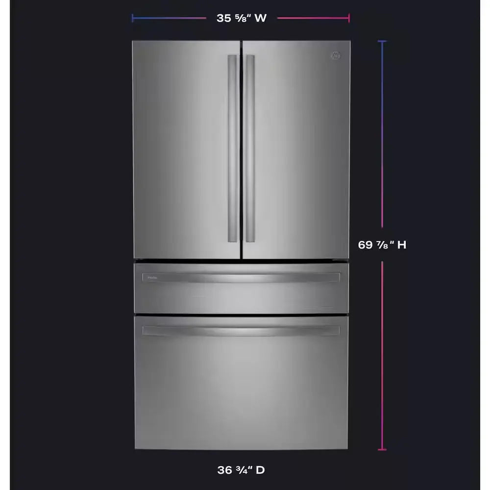 Profile 28.7 Cu. Ft. 4-Door French Door Refrigerator in Stainless Steel with Dual-Dispense Autofill Pitcher | Fridge.com