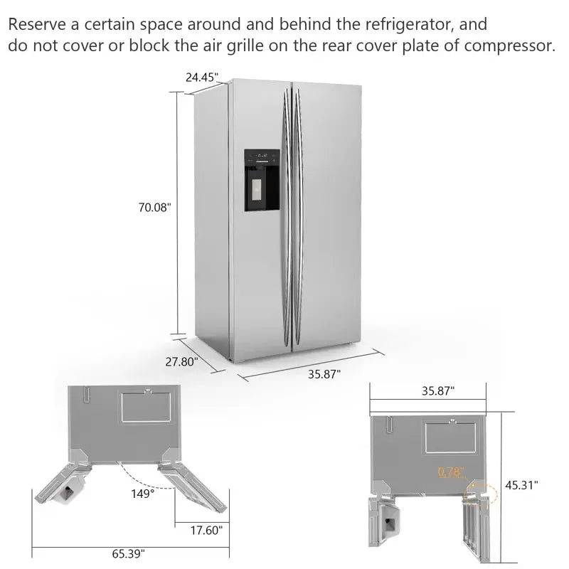 R.W.FLAME 36" Side by Side 20.01 Cu. Ft. Refrigerator with Freezer & Ice Maker Included | Fridge.com