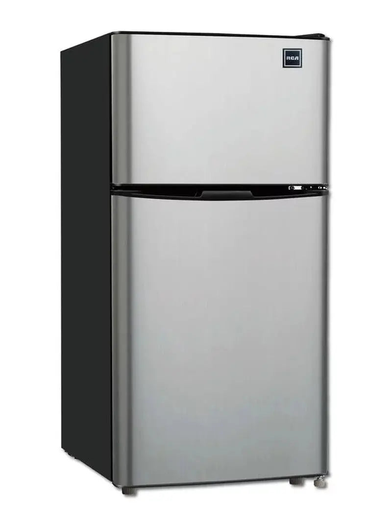 RCA 4.5 Cu Ft Two Door Mini Fridge RFR469, Black Stainless Steel | Fridge.com