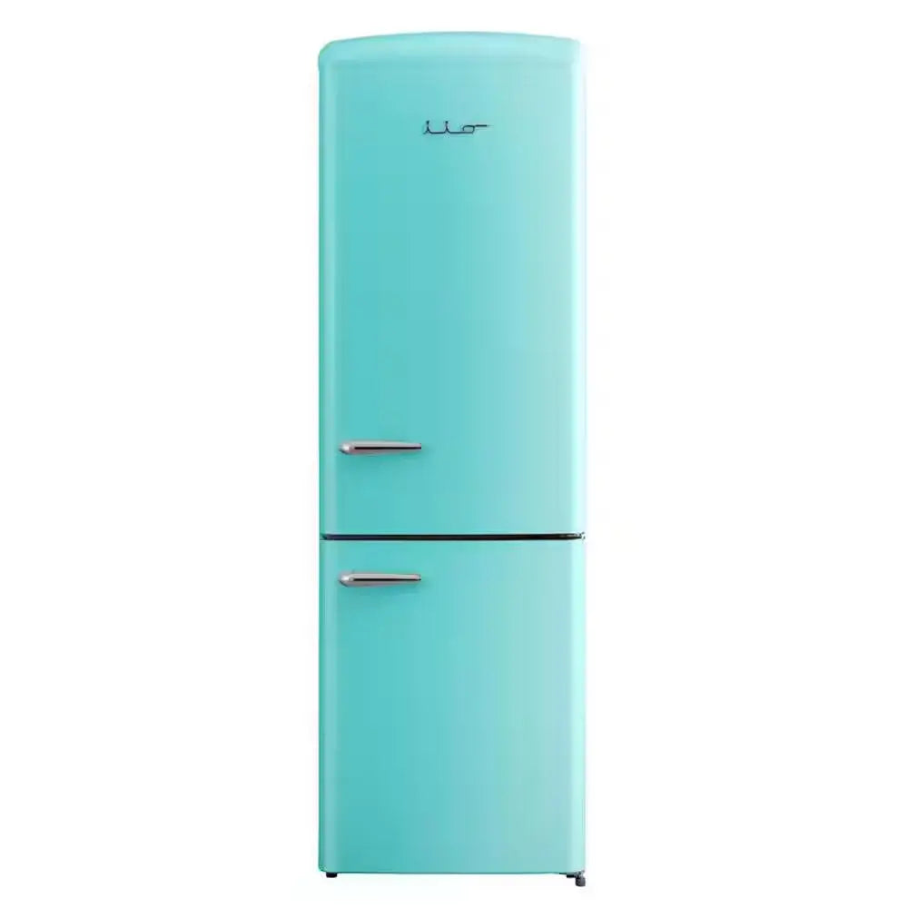 RR2 12 Cu. Ft. Retro Refrigerator Full Size Fridge Bottom Freezer Chrome Handle Frost Free LED Multiflow 360° Turquoise | Fridge.com