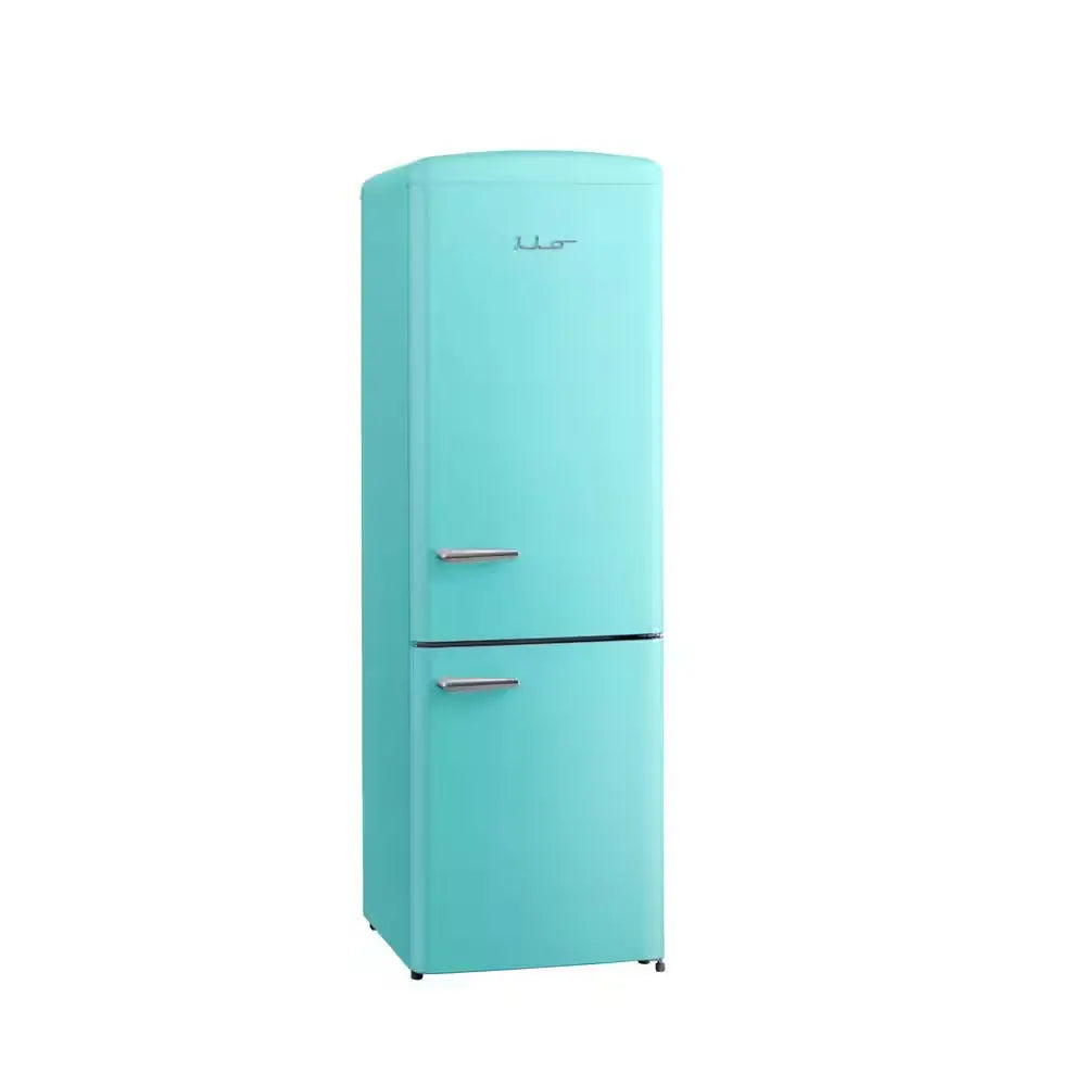 RR2 12 Cu. Ft. Retro Refrigerator Full Size Fridge Bottom Freezer Chrome Handle Frost Free LED Multiflow 360° Turquoise | Fridge.com