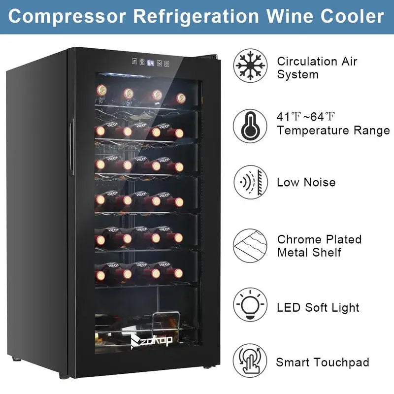 Rebuyhome 17.72'' 28 Bottle Single Zone Freestanding Wine Refrigerator | Fridge.com