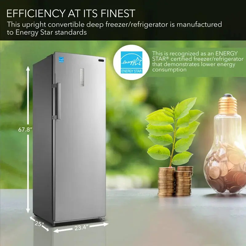 Whynter Energy Star 8.3 Cu. Ft. Digital Upright Stainless Steel Deep Freezer/Refrigerator | Fridge.com