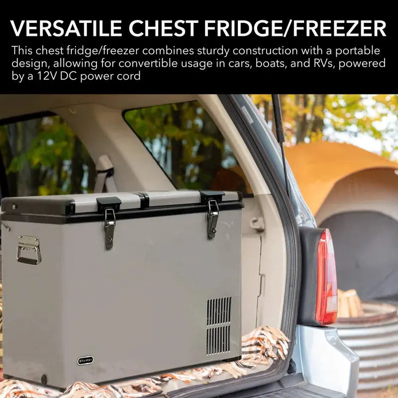 Whynter Outdoor 90 Quart Dual Zone Portable Freezer/Refrigerator with 12V DC and Wheels | Fridge.com