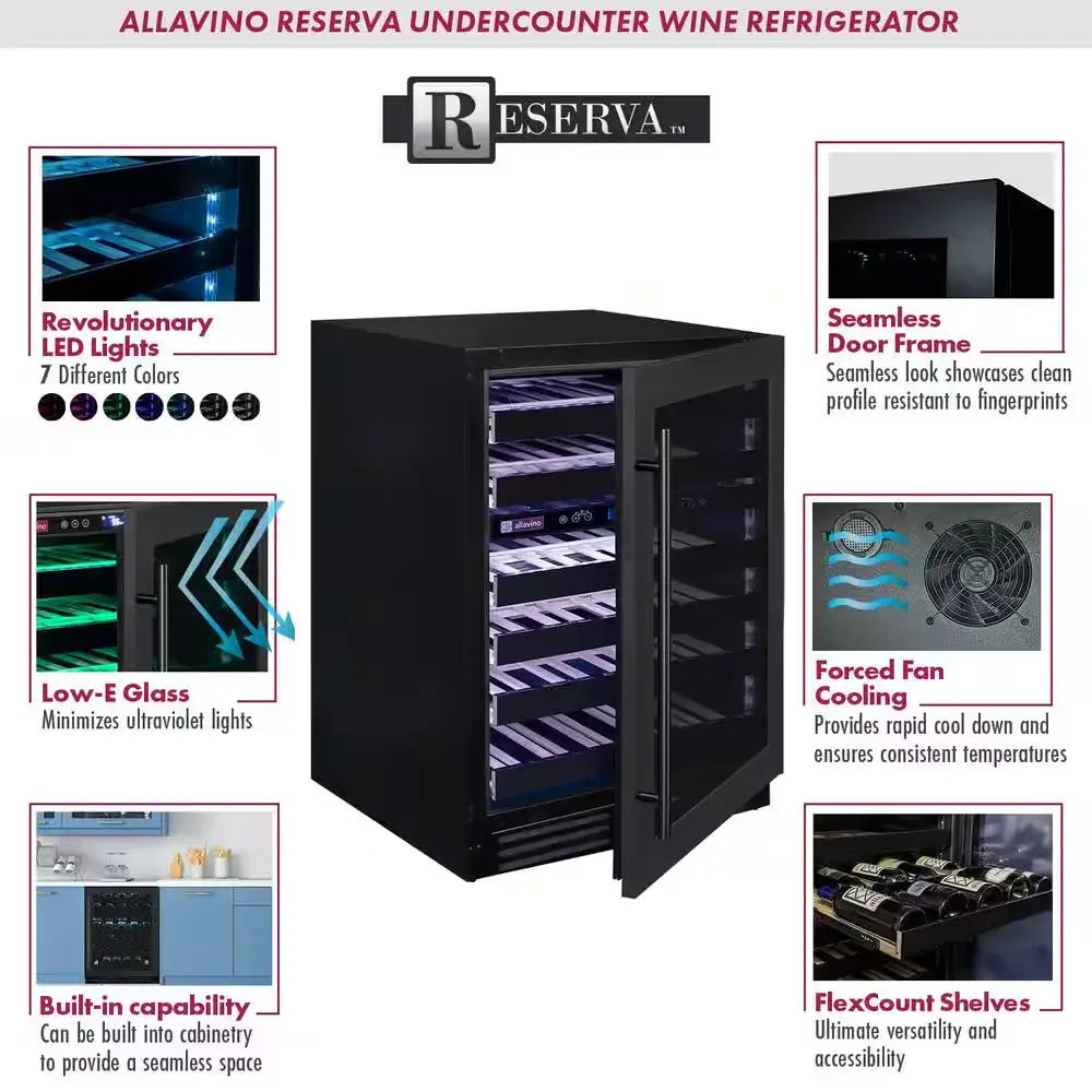 Reserva Series Digital Wine Cellar Cooling Unit 34 In. Tall Black Stainless Steel Dual Zone Right Hinge | Fridge.com