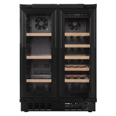 Reserve 24 In. French Door Dual Zone Panel Ready Undercounter with 20 Bottle Capacity Beverage and Wine Cooler in Black | Fridge.com