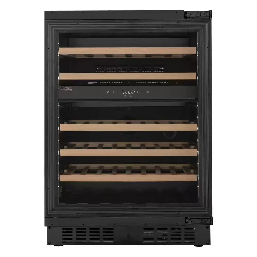 Reserve 24 In. under Counter Panel Ready Dual Zone Built-In Beverage and Wine Cooler with 45 Bottle Capacity in Black | Fridge.com