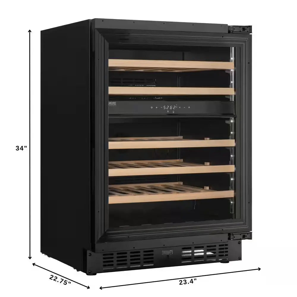 Reserve 24 In. under Counter Panel Ready Dual Zone Built-In Beverage and Wine Cooler with 45 Bottle Capacity in Black | Fridge.com