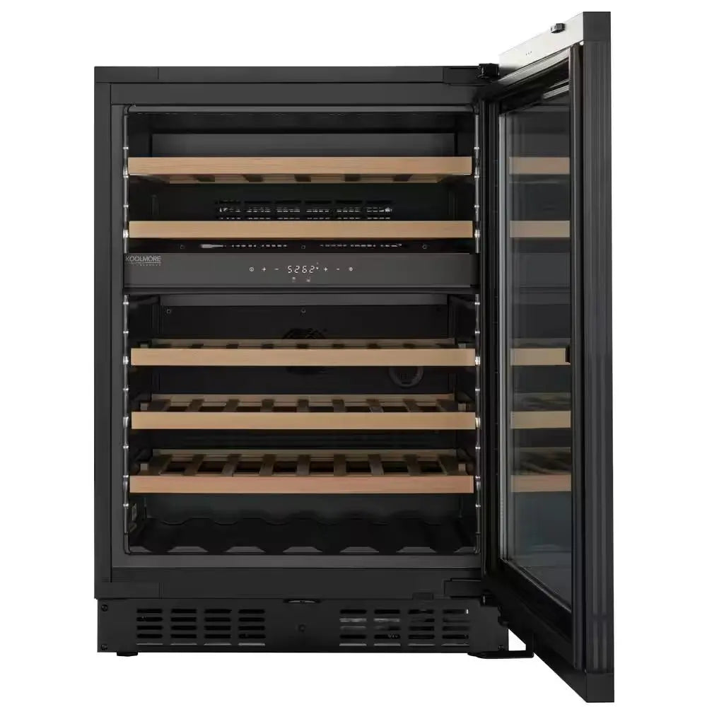 Reserve 24 In. under Counter Panel Ready Dual Zone Built-In Beverage and Wine Cooler with 45 Bottle Capacity in Black | Fridge.com