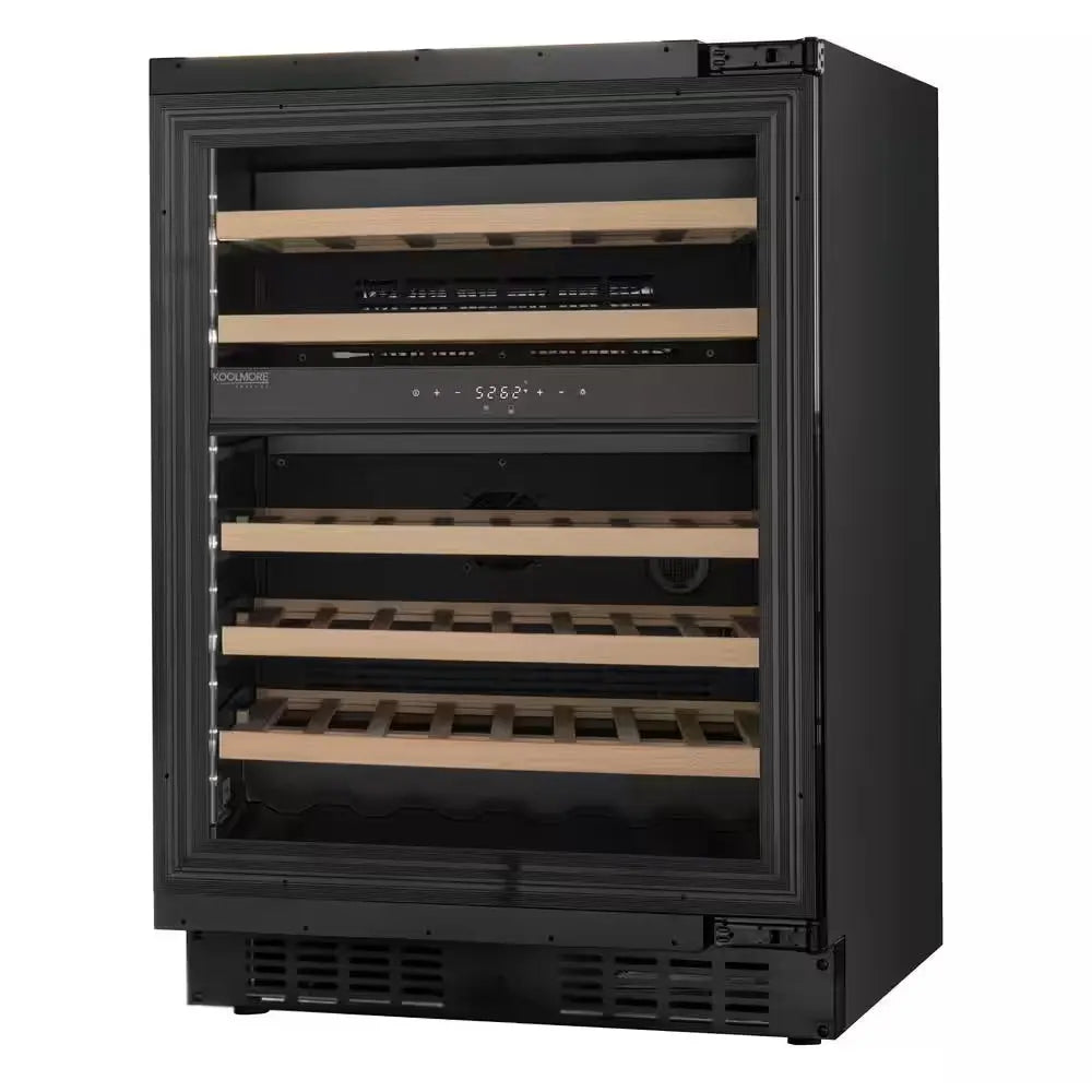 Reserve 24 In. under Counter Panel Ready Dual Zone Built-In Beverage and Wine Cooler with 45 Bottle Capacity in Black | Fridge.com