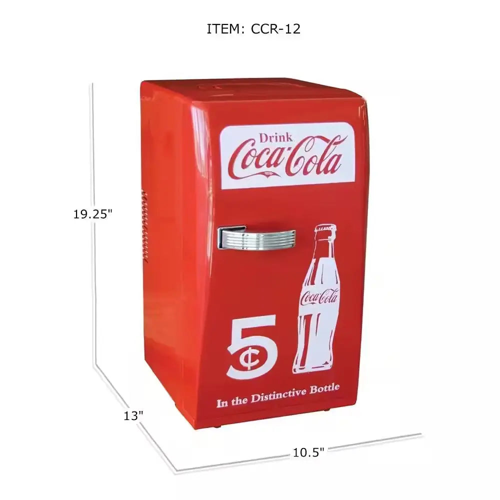 Retro 18 Can Mini Fridge With12V DC and 110V AC Cords, 22L (23 Qt.), Portable Cooler, Red | Fridge.com