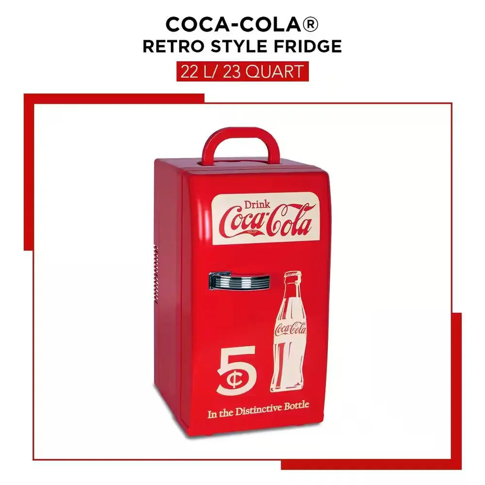 Retro 18 Can Mini Fridge With12V DC and 110V AC Cords, 22L (23 Qt.), Portable Cooler, Red | Fridge.com