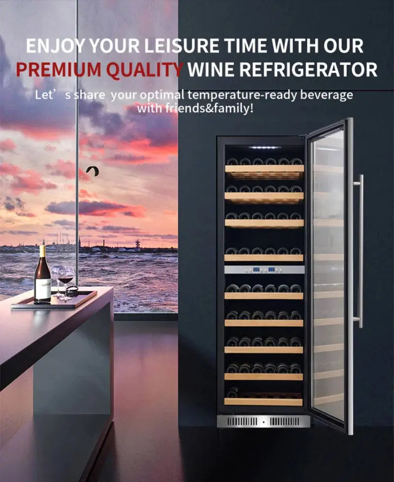 Rhomeway 23.4'' 171 Bottle Built-In Dual Zone Wine Refrigerator | Fridge.com