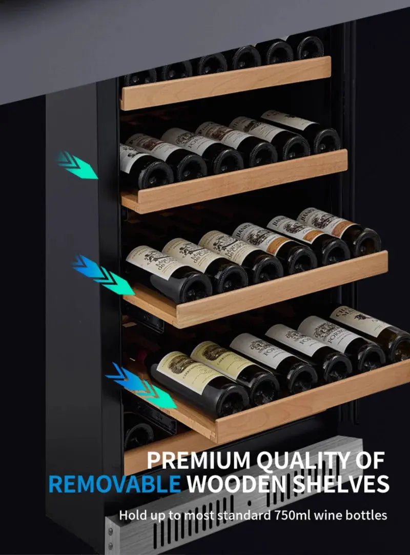 Rhomeway 23.4'' 171 Bottle Built-In Dual Zone Wine Refrigerator | Fridge.com