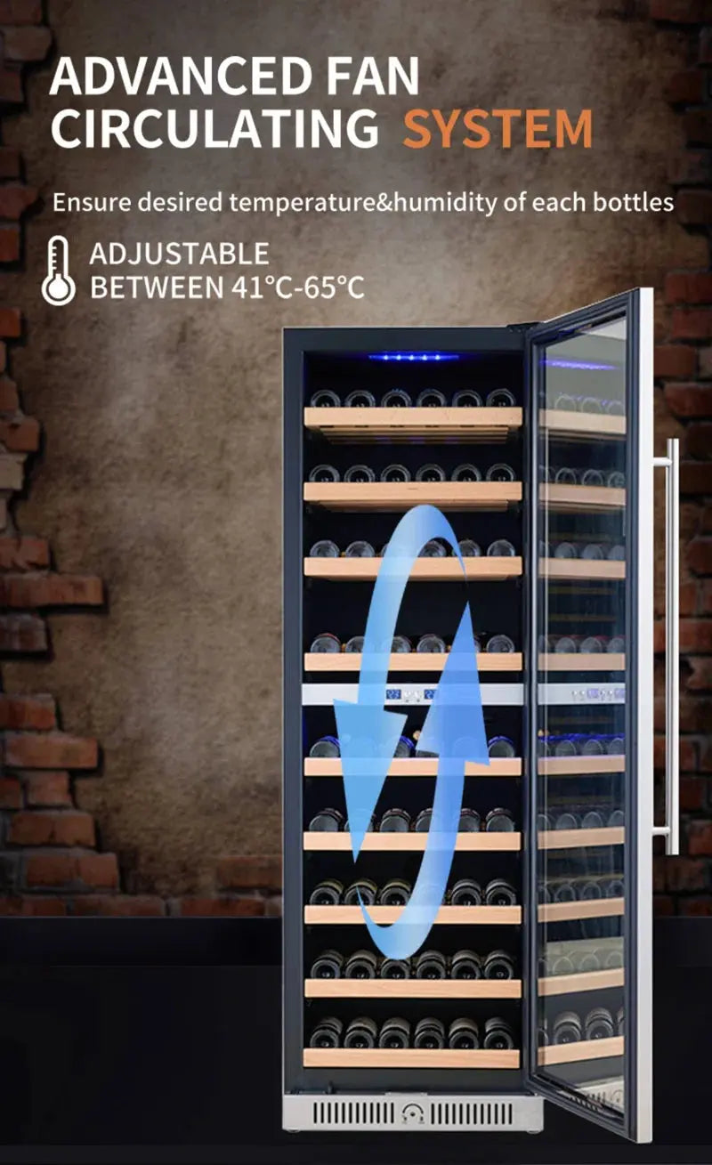 Rhomeway 23.4'' 171 Bottle Built-In Dual Zone Wine Refrigerator | Fridge.com