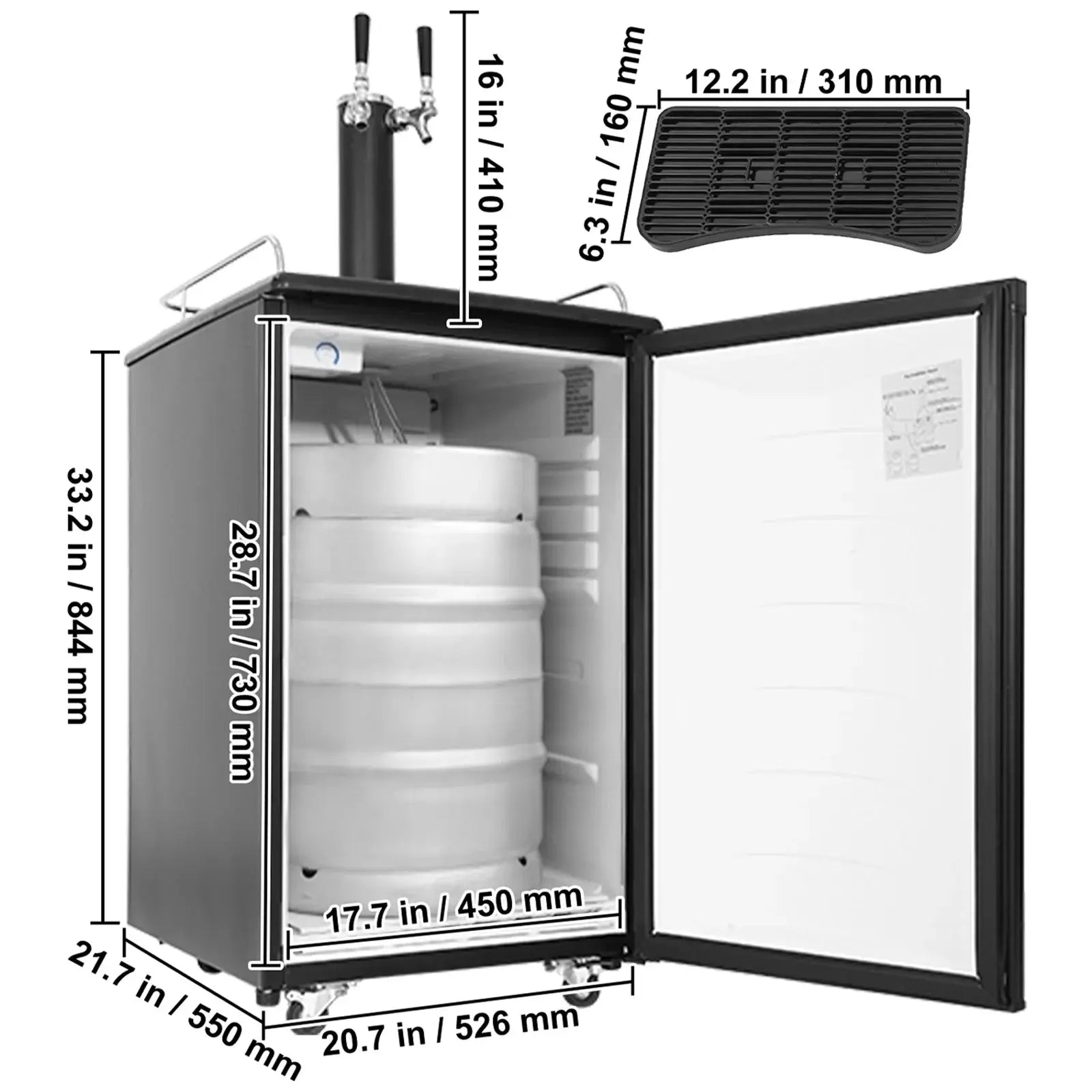 SKYSHALO Draft Beer Dispenser Beer Kegerator Full Size Keg Refrigerator Dual Tap | Fridge.com