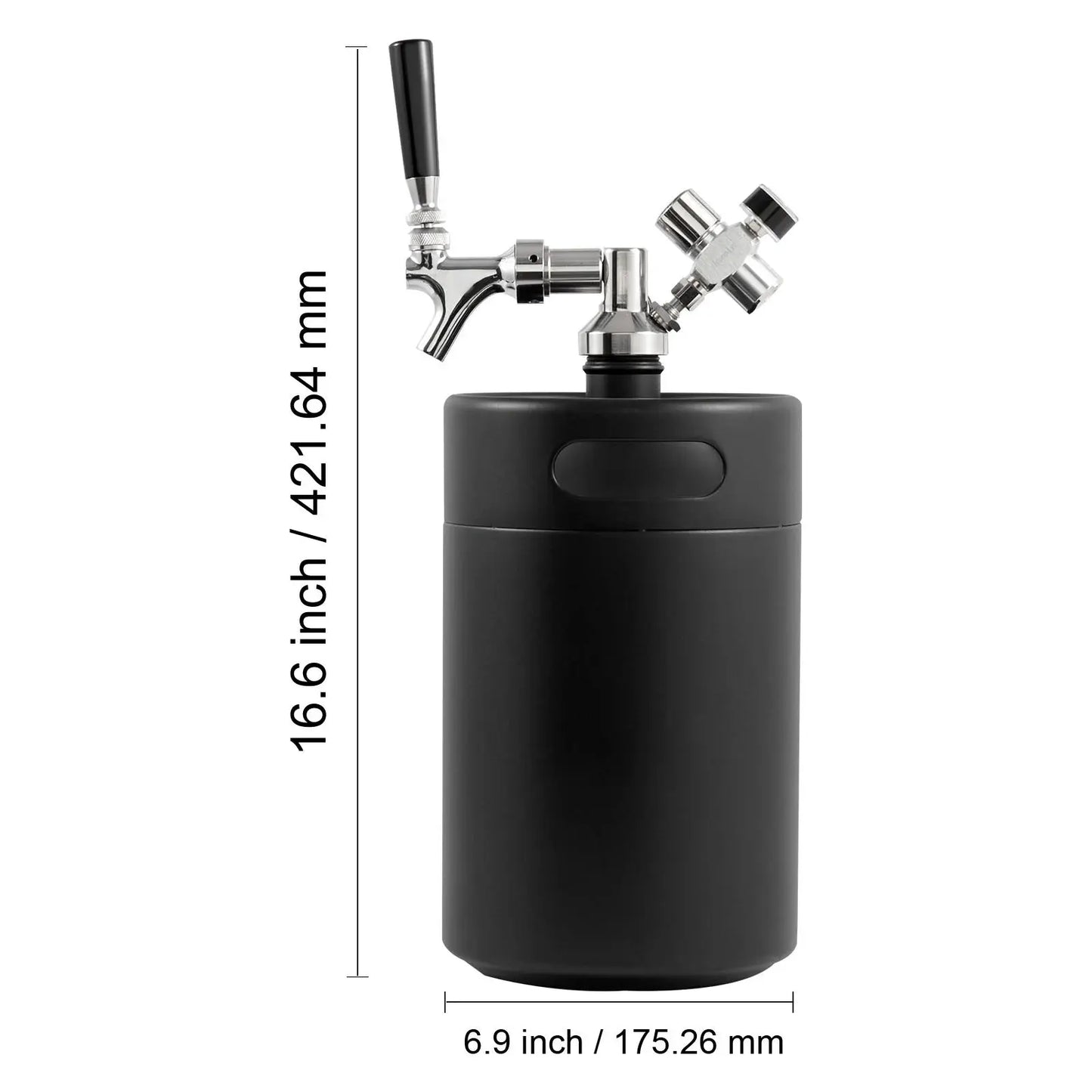 SKYSHALO Pressurized Growler Mini Beer Keg Draft Beer Growler Home 170Oz 5L Black | Fridge.com