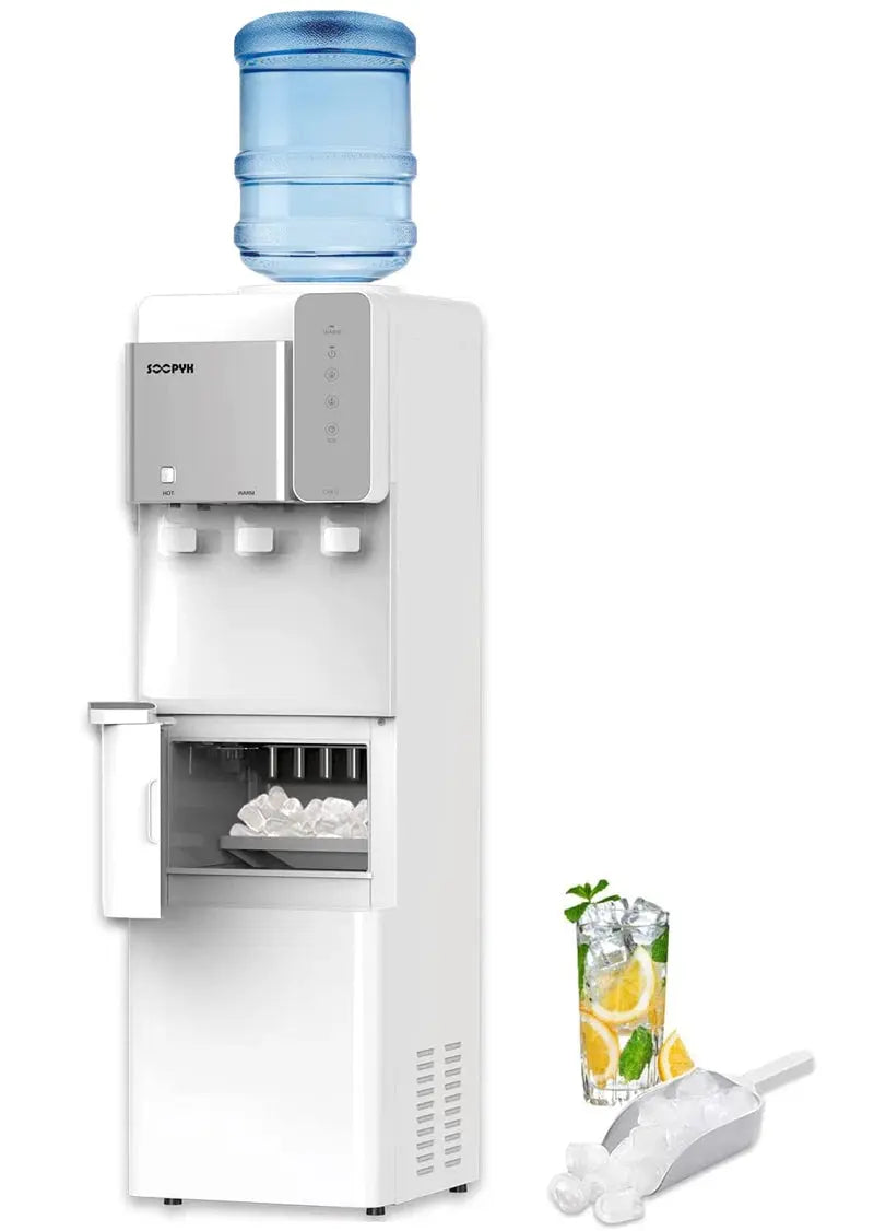 SOOPYK Hot and Cold Water Cooler Dispenser with Ice Maker 5 Gallon Bottle Top Load 27 Lbs per Day | Fridge.com