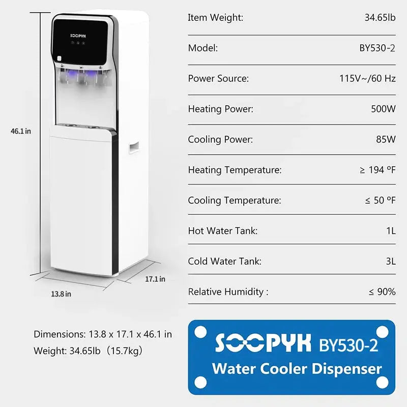 SOOPYK UV Self Cleaning Water Dispenser Cooler Bottom Load with 3 Temperatures | Fridge.com