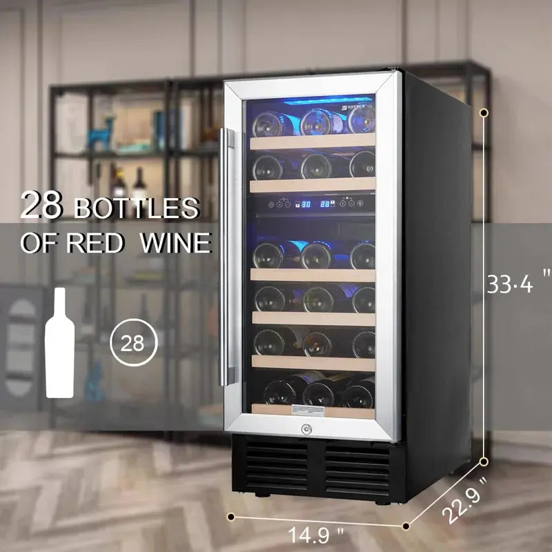 SOTOLA 14.9'' 28 Bottle Dual Zone Wine Refrigerator | Fridge.com