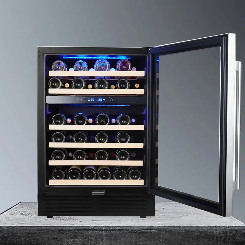 SOTOLA 23.4'' 46 Bottle Dual Zone Wine Refrigerator | Fridge.com