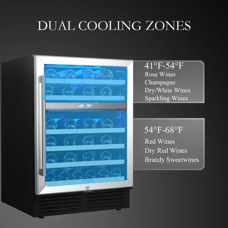 SOTOLA 23.4'' 46 Bottle Dual Zone Wine Refrigerator | Fridge.com