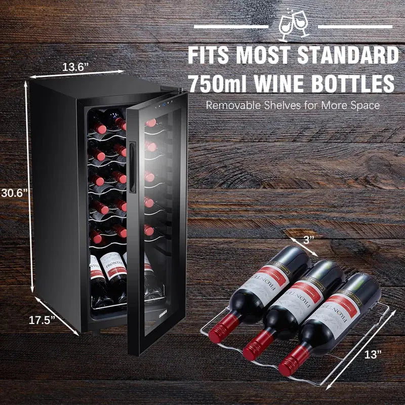 STAIGIS 13.6'' 18 Bottle Single Zone Freestanding Wine Refrigerator | Fridge.com