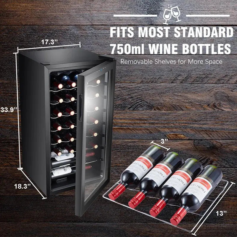 STAIGIS 17.3'' 28 Bottle Single Zone Freestanding Wine Refrigerator | Fridge.com