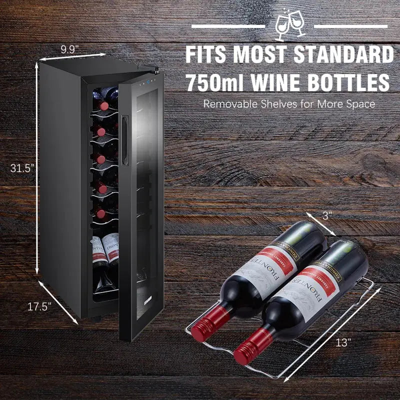 STAIGIS 9.9'' 12 Bottle Single Zone Freestanding Wine Refrigerator | Fridge.com