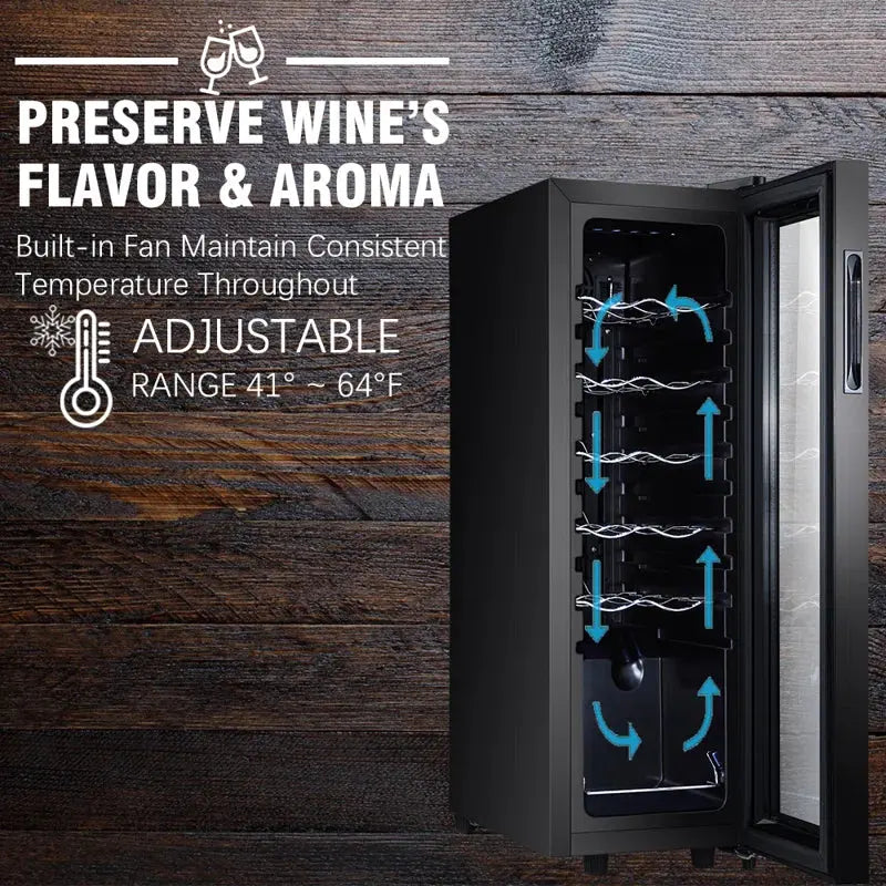 STAIGIS 9.9'' 12 Bottle Single Zone Freestanding Wine Refrigerator | Fridge.com