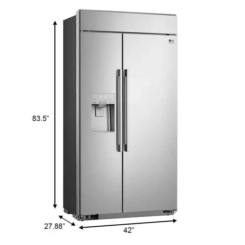 STUDIO 42 In. W 26 Cu. Ft. SMART Built-In Side by Side Refrigerator in Stainless Steel with Tall Ice & Water Dispenser | Fridge.com