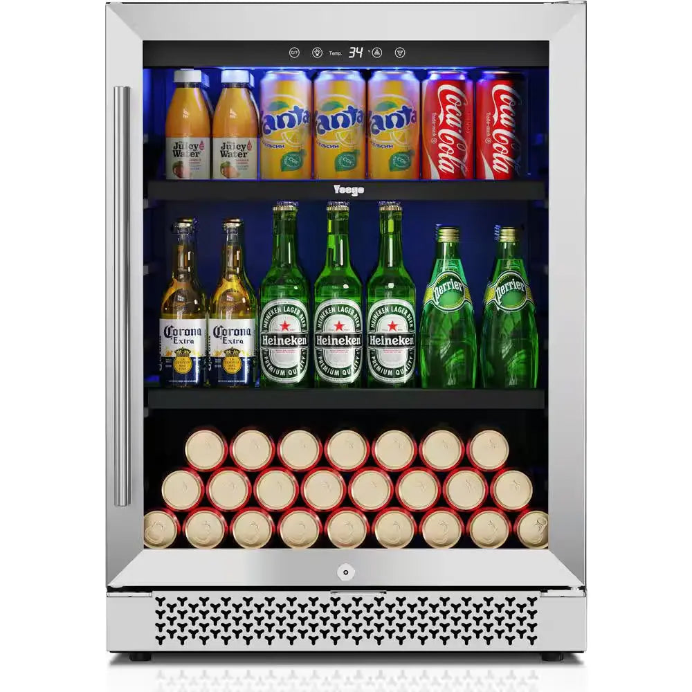 24 In. Single Zone 180-Cans Beverage Cooler in Stainless Steel Beer Drink Refrigerator Built-In Fridge W/ Safety Lock | Fridge.com