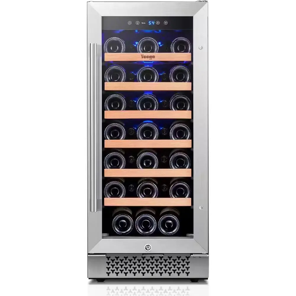 15 In. Single Zone 33-Bottles Built-In Wine Cooler Refrigerator Upgrad Compressor Reversible Tempered Door W/Safety Lock | Fridge.com