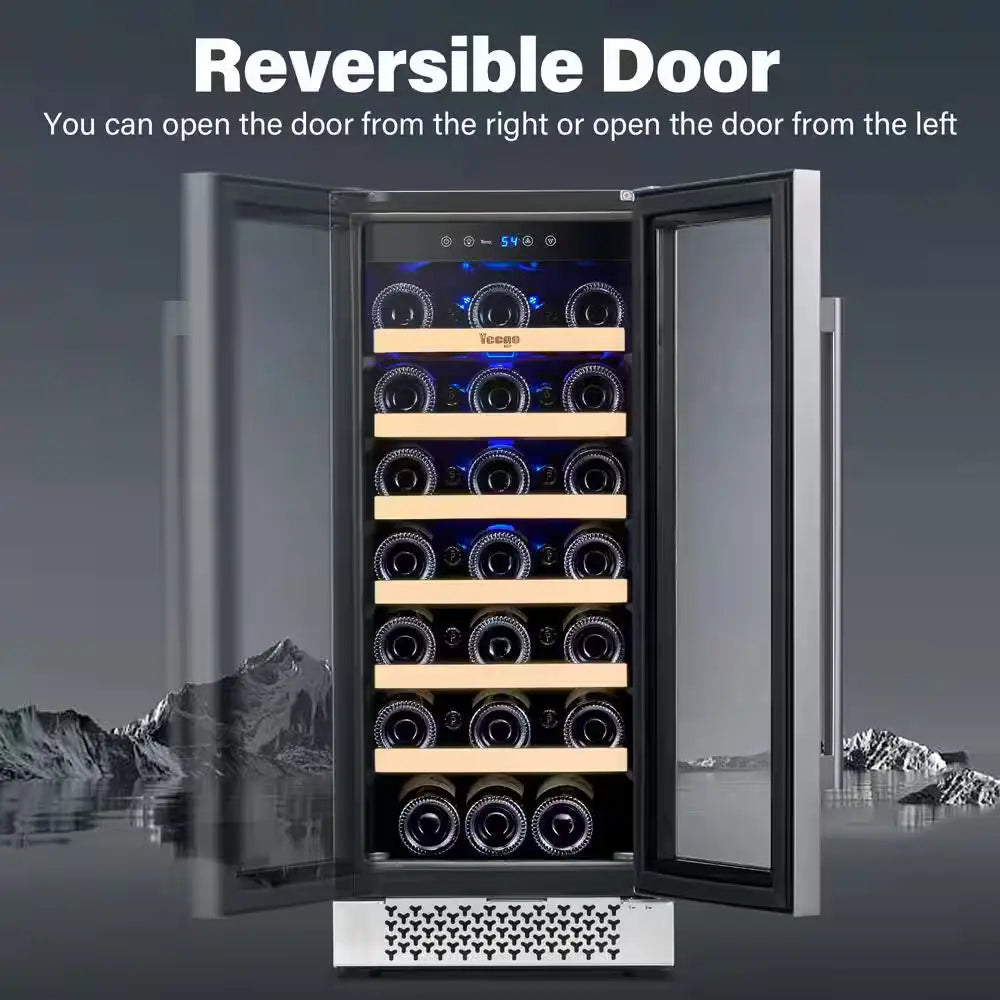 15 In. Single Zone 33-Bottles Built-In Wine Cooler Refrigerator Upgrad Compressor Reversible Tempered Door W/Safety Lock | Fridge.com