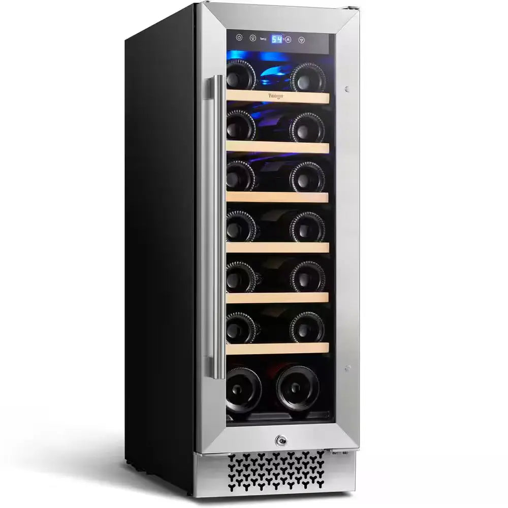 12 In. Single Zone Cellar Cooling Unit in Stainless Steel 20-Bottles Wine Cooler Refrigerator Built- in W/Safety Lock | Fridge.com