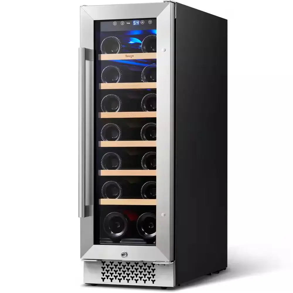 12 In. Single Zone Cellar Cooling Unit in Stainless Steel 20-Bottles Wine Cooler Refrigerator Built- in W/Safety Lock | Fridge.com