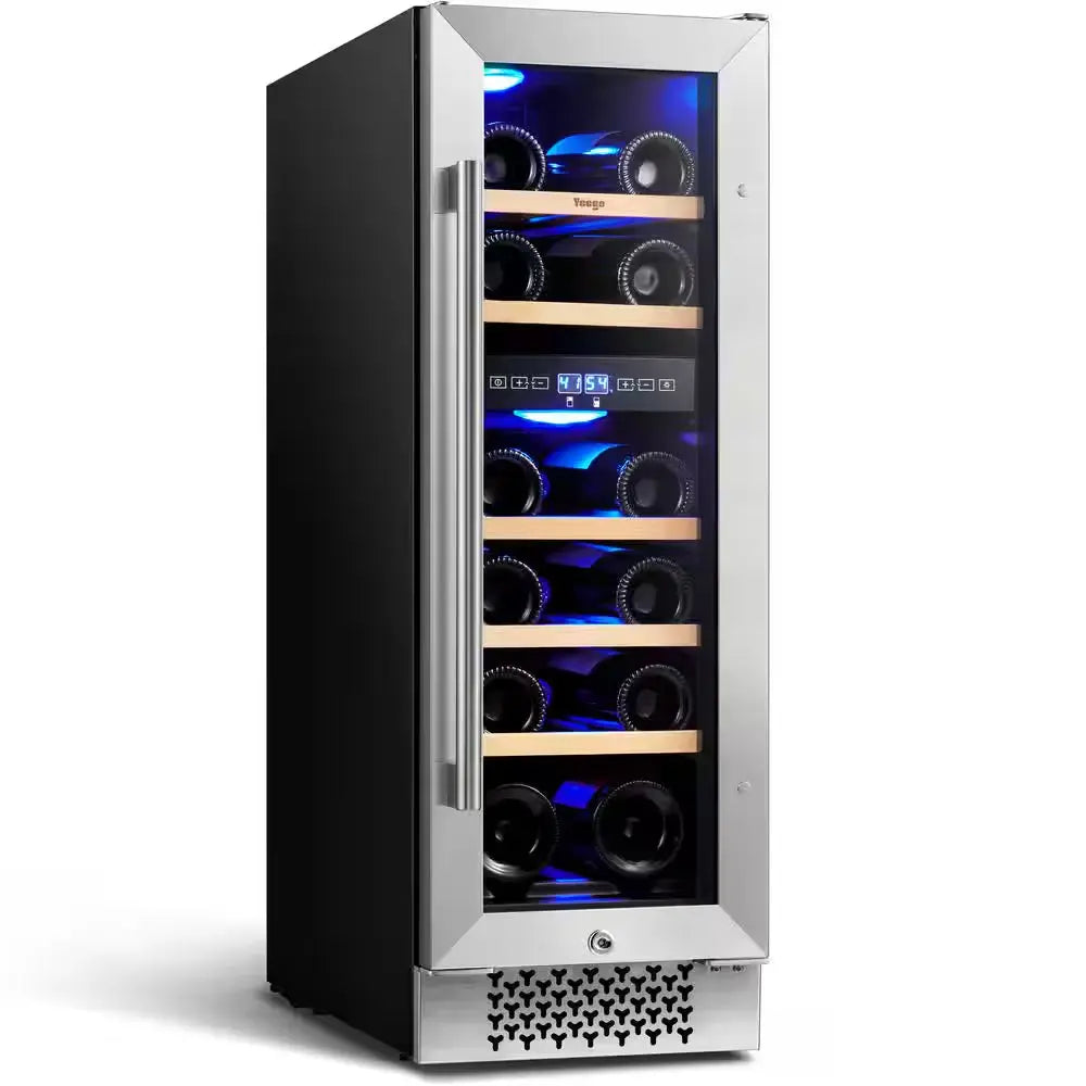 12 In. Single Zone Cellar Cooling Unit in Stainless Steel 20-Bottles Wine Cooler Refrigerator Built- in W/Safety Lock | Fridge.com