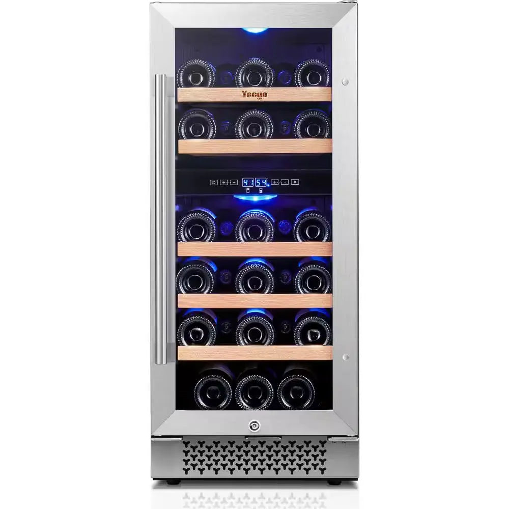 Dual Zone 15 In. 28-Bottles Built-In Wine Cooler Refrigerator 40-65°F Frost-Free W/ Safety Lock and 5 Removable Shelves | Fridge.com