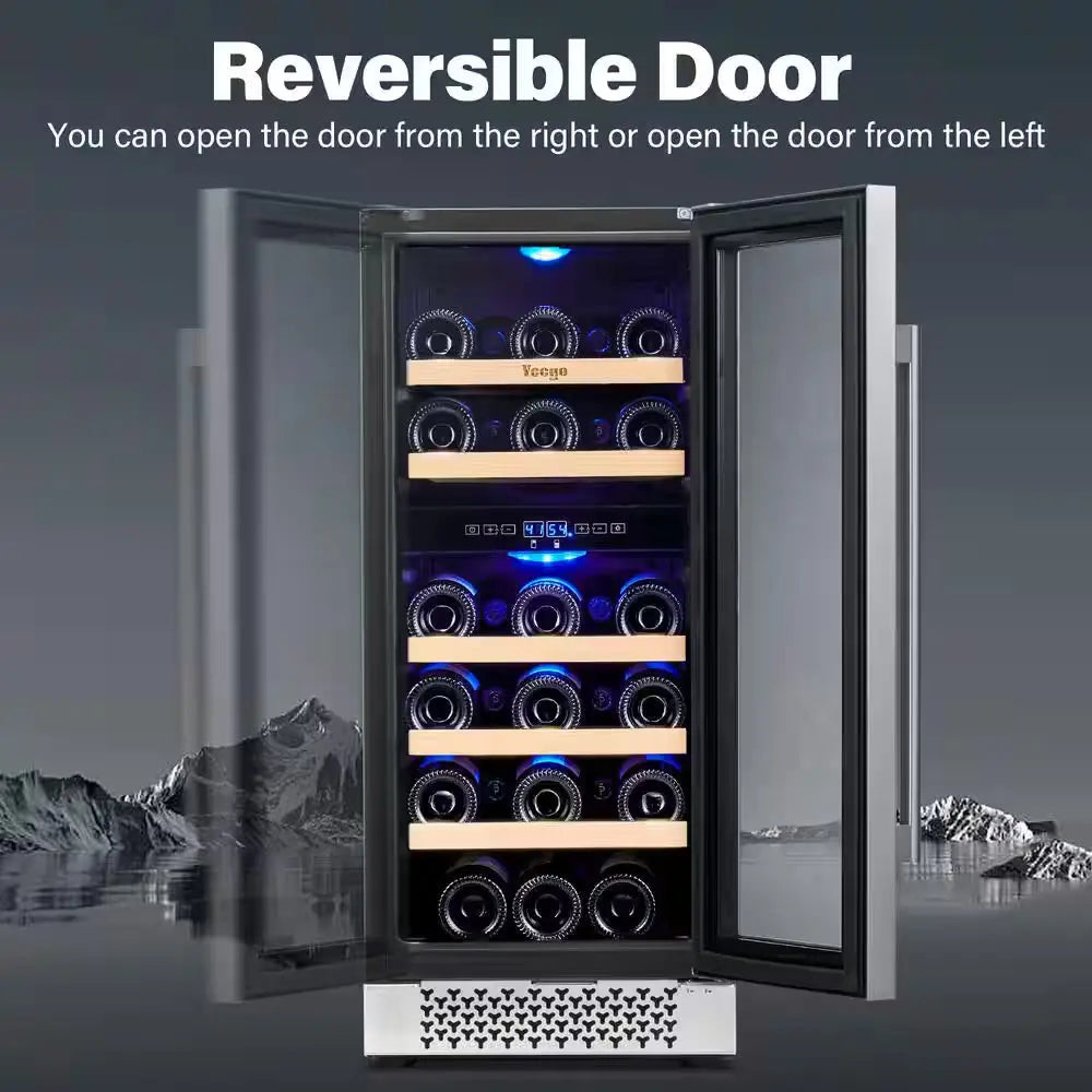 Dual Zone 15 In. 28-Bottles Built-In Wine Cooler Refrigerator 40-65°F Frost-Free W/ Safety Lock and 5 Removable Shelves | Fridge.com